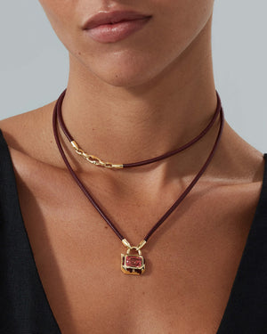 Interlock Triple Link Leather Pendant