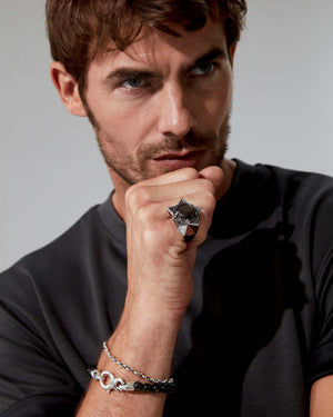 Black Sapphire Star Ring