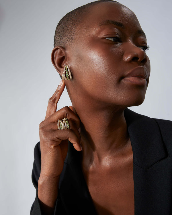 Bound Together Gem Cuff Earrings