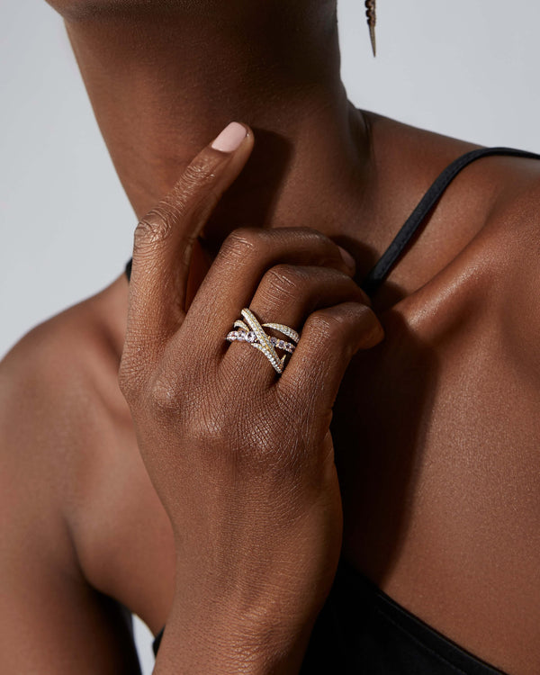 Bound Together Narrow Gem Band Ring