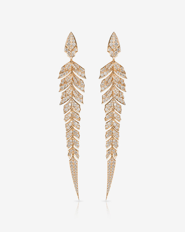Tail Feather Long Drop Earrings