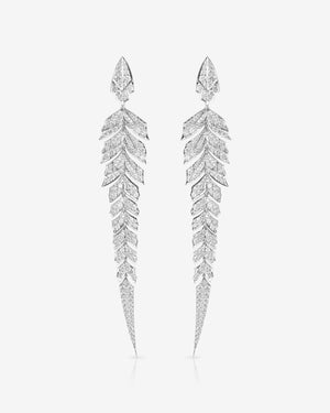 Tail Feather Long Drop Earrings