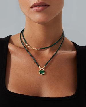 Interlock Triple Link Leather Pendant