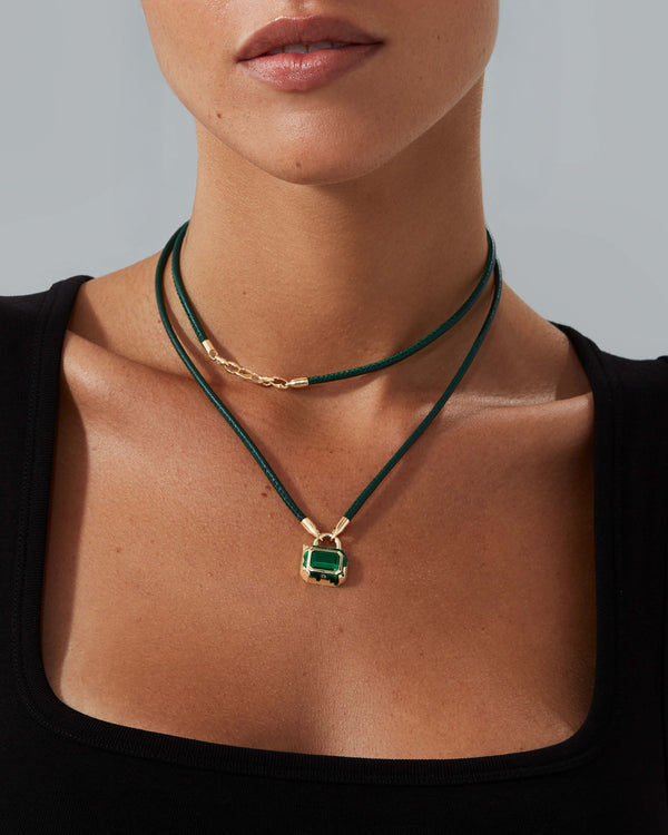 Interlock Triple Link Leather Pendant
