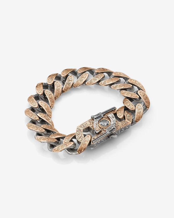Stephen Webster Wrist Full of Dollars clasp in sterling silver — paired with 18mm Cuban Bracelet in rose gold