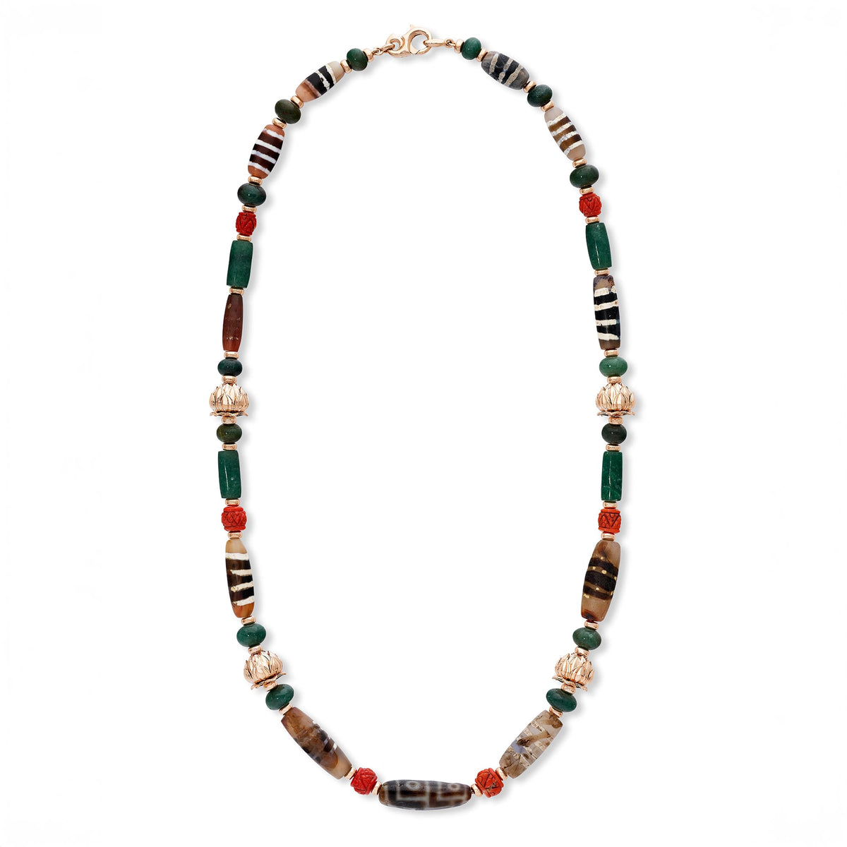 Finished bespoke Stephen Webster DZI Beads Necklace, jewellery handcrafted to a client's unique design