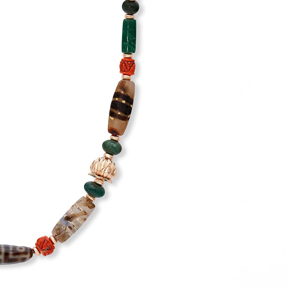 Finished bespoke Stephen Webster DZI Beads Necklace, jewellery handcrafted to a client's unique design