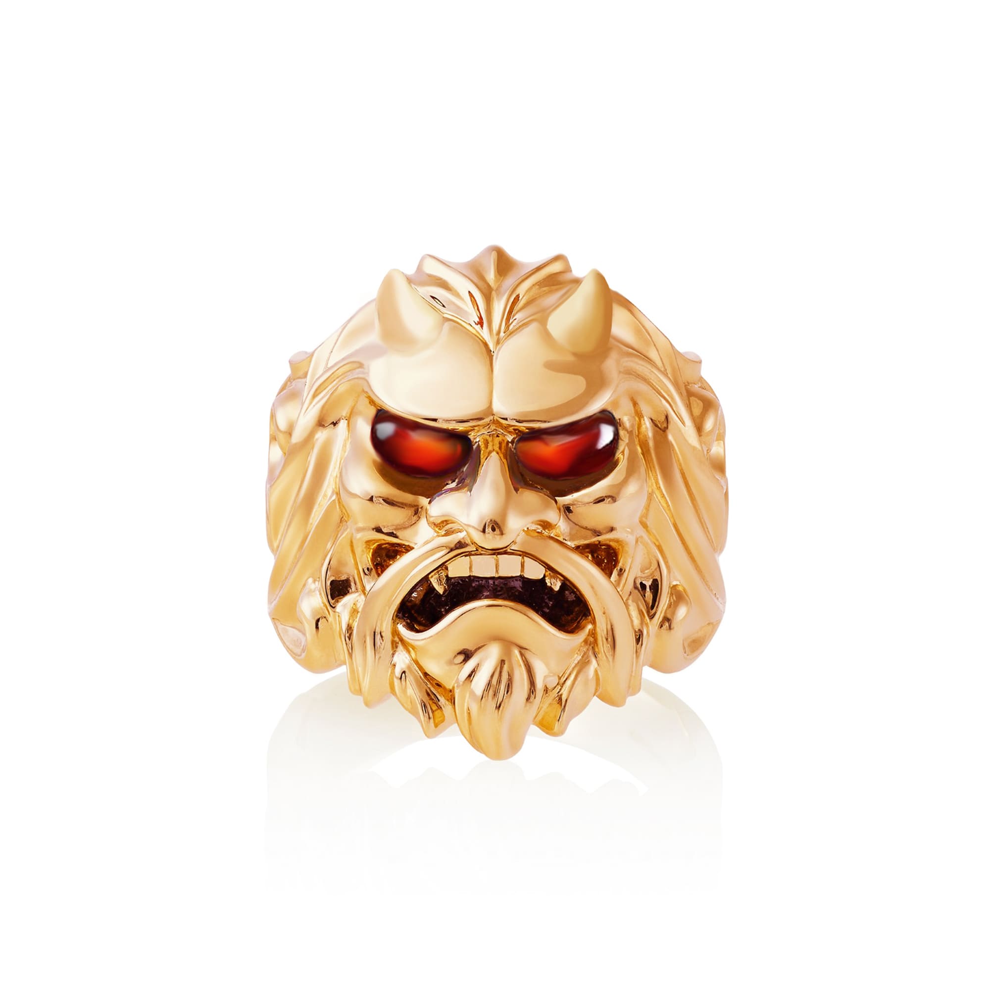 Finished bespoke Stephen Webster Kabuki Mask Ring, jewellery handcrafted to a client's unique design