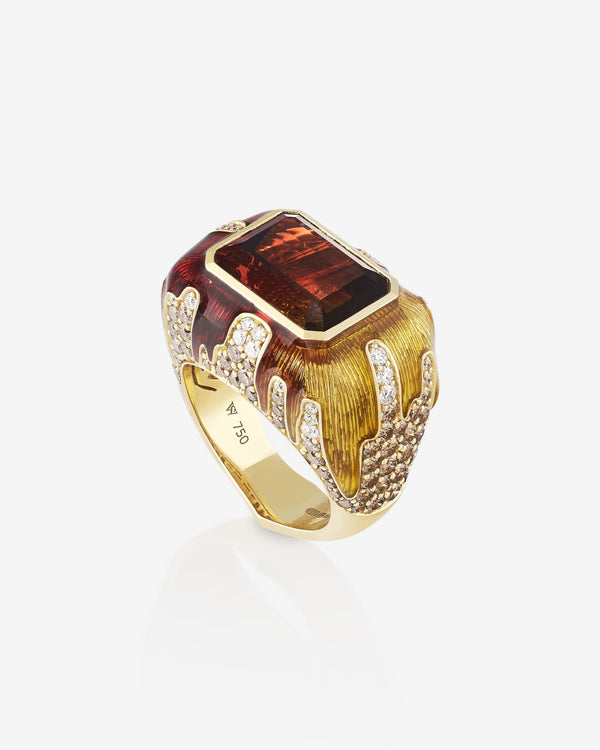 Bi-Coloured Tourmaline maximalist cocktail ring in 18ct Yellow Gold by Stephen Webster