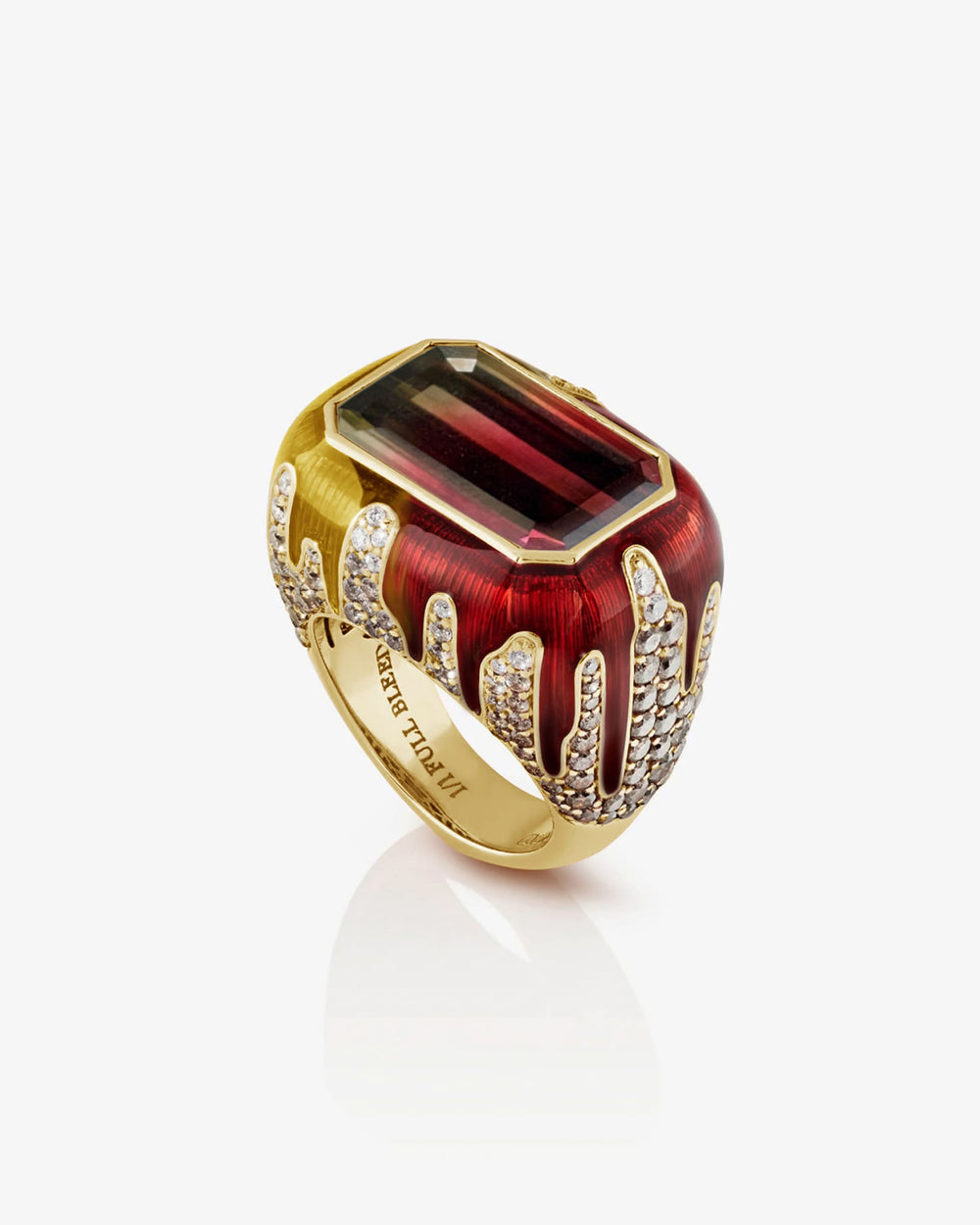 Bi-Coloured Tourmaline maximalist cocktail ring in 18ct Yellow Gold by Stephen Webster