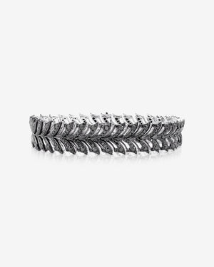 Black Diamond Pavé Open Plume Slimline Linked Bracelet in 18ct white gold with black diamonds