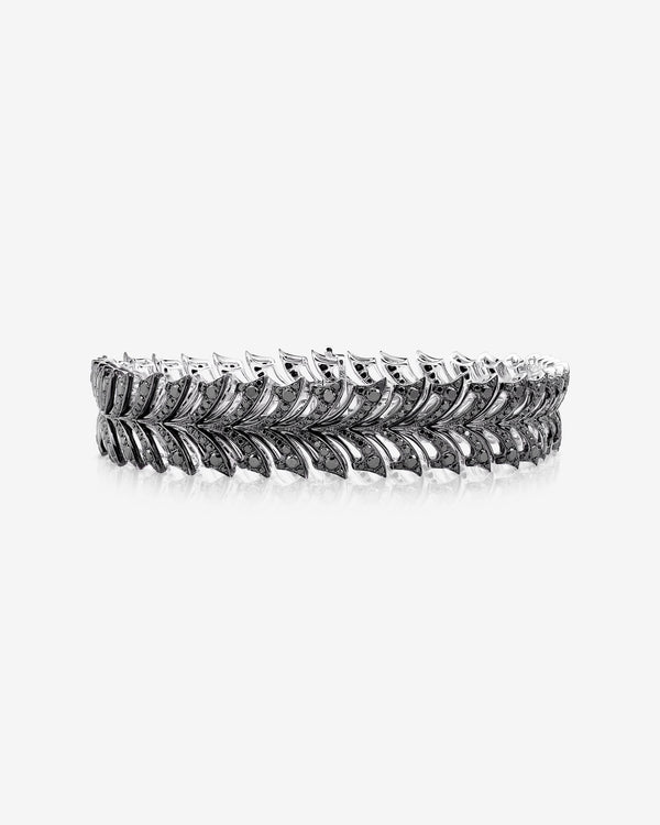 Black Diamond Pavé Open Plume Slimline Linked Bracelet in 18ct white gold with black diamonds