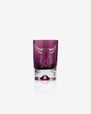 Cowhorn Amethyst Shot Glass with engraved cowhorn detail
