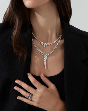 Eternal Plume Band Ring styled with other Stephen Webster Magnipheasant collection jewellery pieces