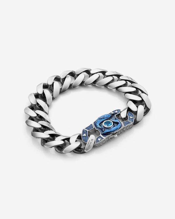 Stephen Webster Fish Brawler clasp in sterling silver — paired with 18mm Cuban Bracelet in polished sterling silver