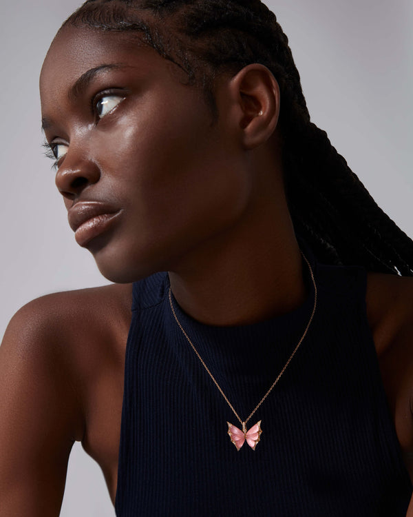 Opal Fly Butterfly Necklace in 18K Rose Gold | Stephen Webster
