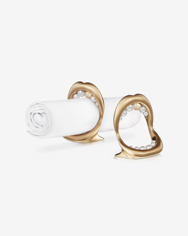 Gluttonny Napkin Rings in brass with crystal pearl teeth