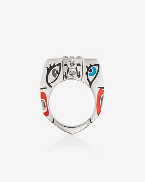 Stephen Webster × Machine Gun Kelly Gossip Ring Edition Eight — side profile showing sterling-silver band and enamel detailing