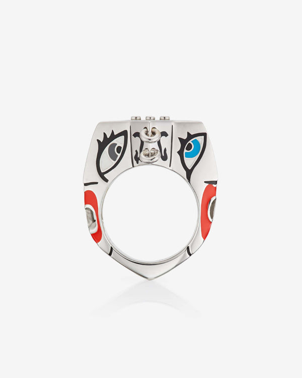 Stephen Webster × Machine Gun Kelly Gossip Ring Edition Eight — side profile showing sterling-silver band and enamel detailing