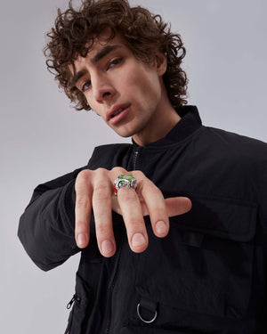 Stephen Webster × Machine Gun Kelly Gossip Ring Edition Seven — rotated view showing full enamel-star design