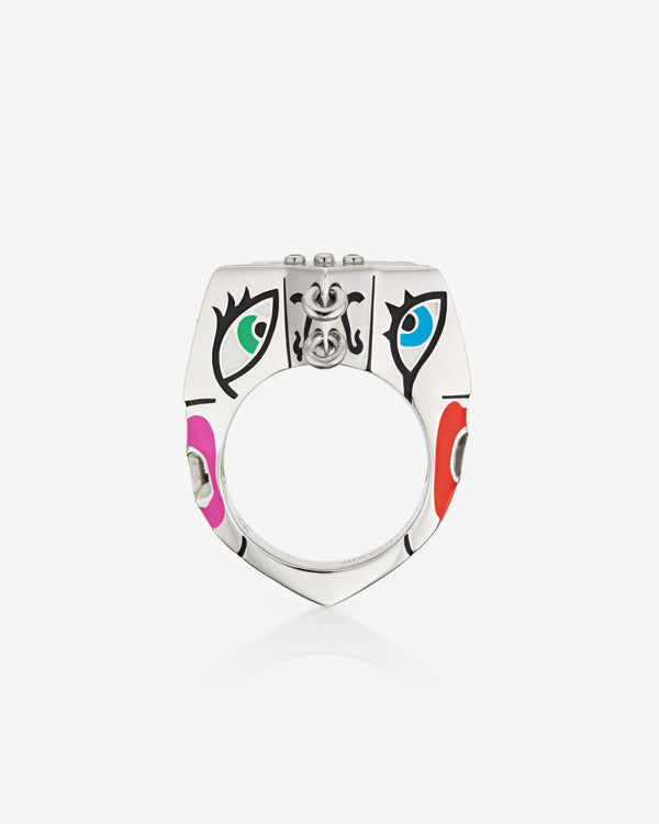 Stephen Webster × Machine Gun Kelly Gossip Ring Edition Seven — side profile showing sterling-silver band and enamel detailing