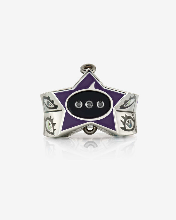 Close-up of deep-purple enamel star and sterling-silver finish on Stephen Webster × Machine Gun Kelly Gossip Ring
