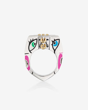 Stephen Webster × Machine Gun Kelly Gossip Ring — side profile showing sterling-silver band and turquoise enamel star top
