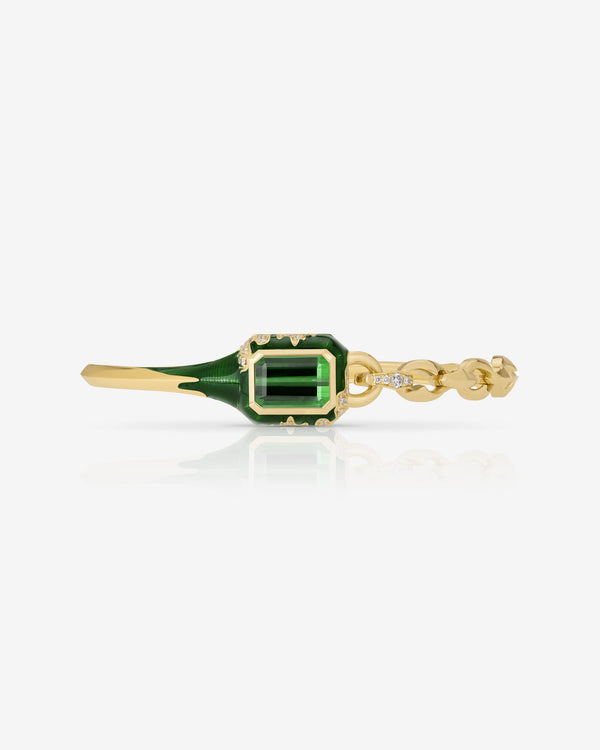 Green Tourmaline bangle bracelet in 18ct Yellow Gold by Stephen Webster