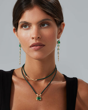 Green Tourmaline earrings in 18ct Yellow Gold styled with Stephen Webster luxury jewellery