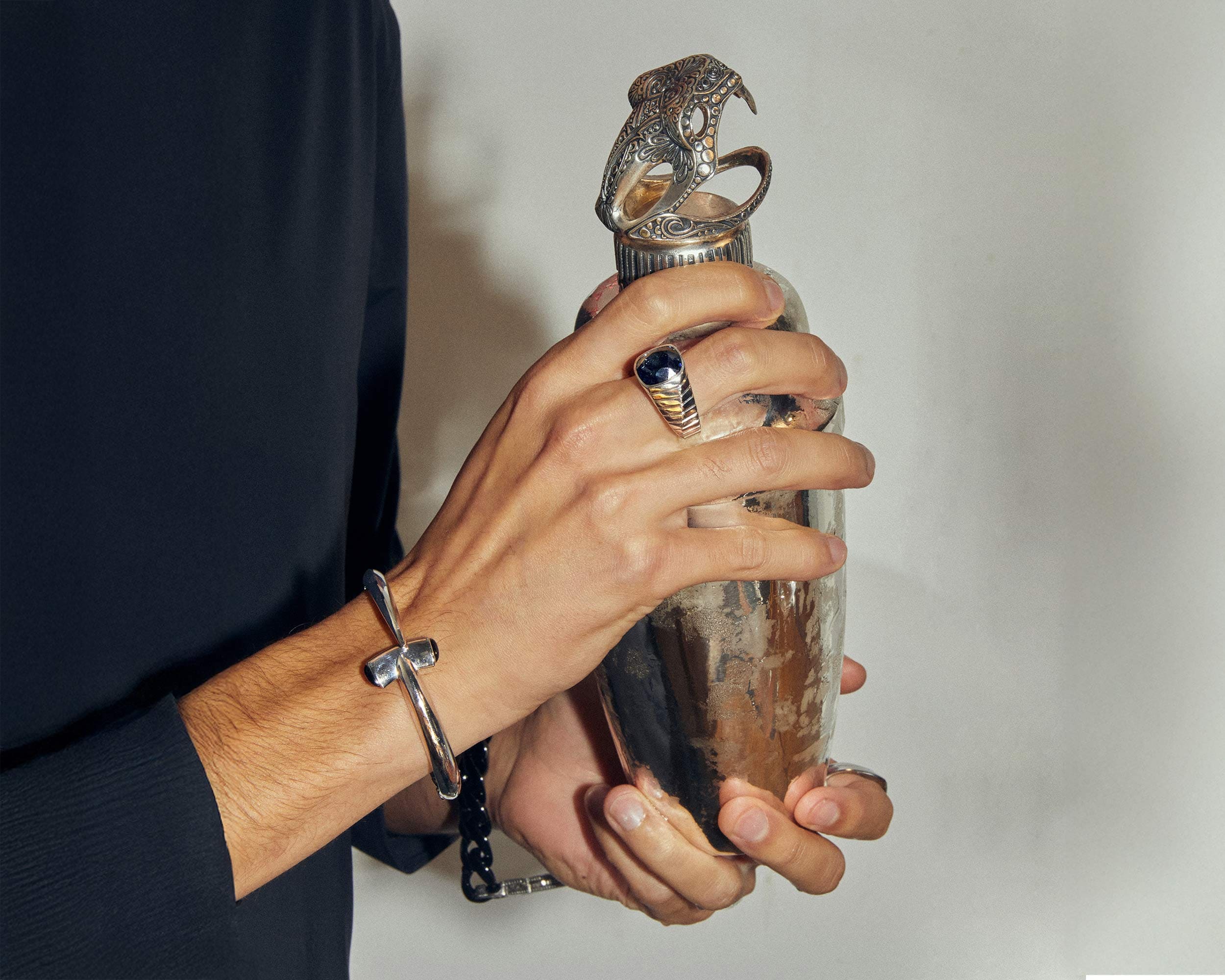 Close-up of sterling silver item illustrating care technique to prevent tarnish with gentle cleaning