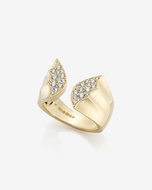 Fly By Night butterfly pavé signet ring in 18k yellow gold fine jewellery