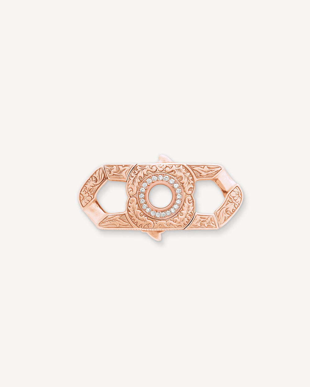 Men’s 18 ct rose-gold Half Corona bracelet clasp by Stephen Webster with white-diamond pavé and engraved motif, for 13 mm Cuban bracelets