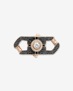 Men’s 18 ct rose-gold Revolutionary bracelet clasp by Stephen Webster with black and white diamond pavé and central white diamond — for 18 mm Cuban bracelets