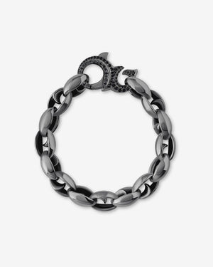 Men’s black rhodium sterling silver Thorn Large Oval bracelet by Stephen Webster with bold thorn-inspired large oval links