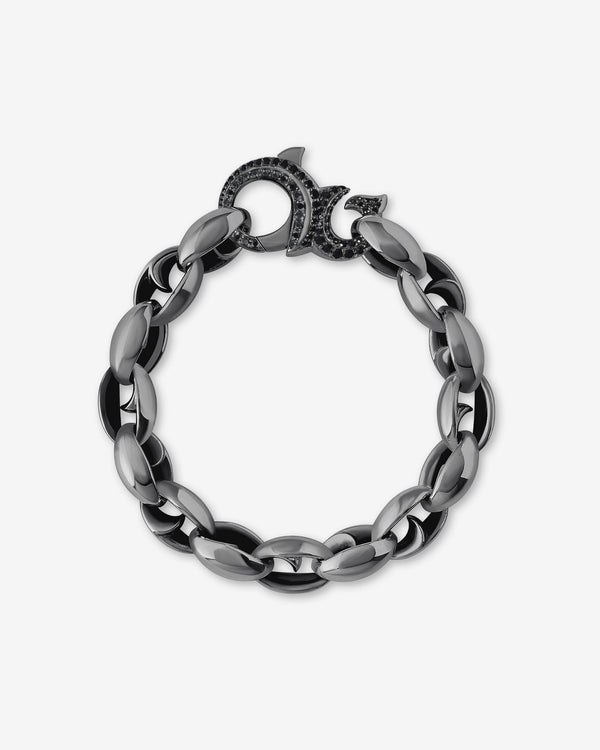 Men’s black rhodium sterling silver Thorn Large Oval bracelet by Stephen Webster with bold thorn-inspired large oval links