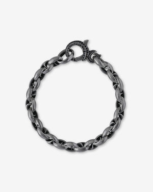 Men’s black rhodium sterling silver Thorn Small Oval bracelet by Stephen Webster with signature thorn motif and polished finish