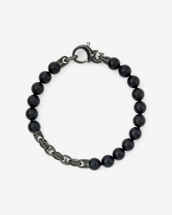 Men’s sterling silver Thorn Beaded Bracelet with black sapphire and matt black onyx beads by Stephen Webster