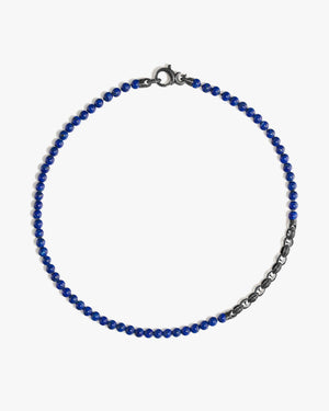Men’s sterling silver Thorn Black Sapphire & Blue Lapis Beaded Necklace by Stephen Webster with blue lapis beads and black sapphire Thorn links