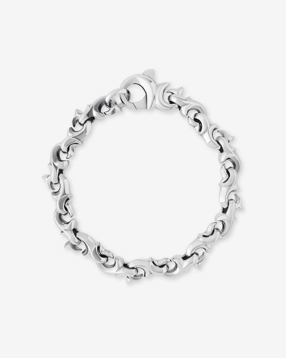 Men’s sterling silver Thorn S Link Bracelet by Stephen Webster with sculptural Thorn motif in recycled silver