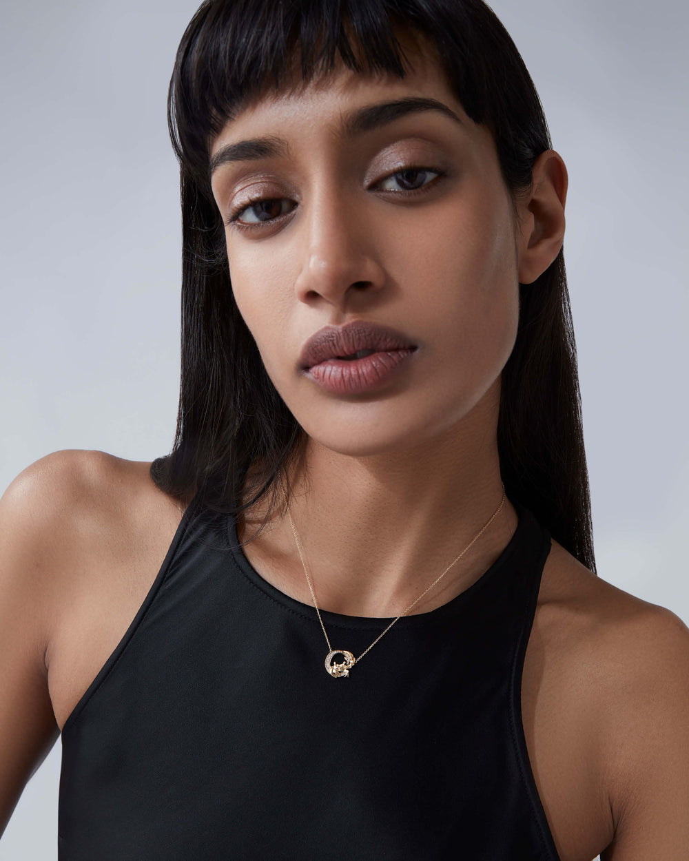 Stephen Webster C is for Crab initial necklace in 18ct yellow gold with white diamond pavé, luxury personalised jewellery gift for her