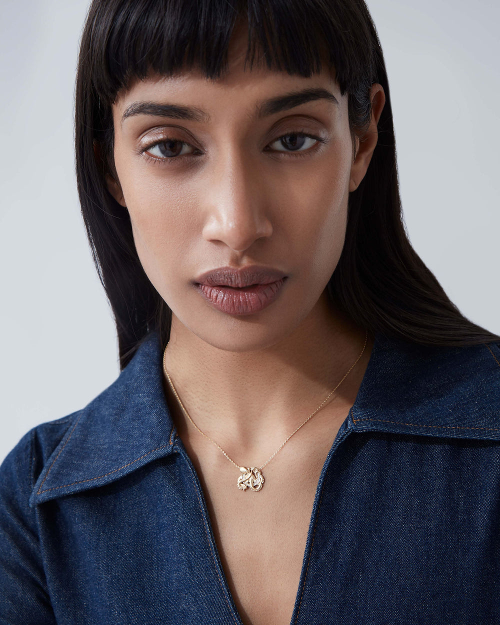 Stephen Webster O is for Octopus initial necklace in 18ct yellow gold with white diamonds, personalised luxury jewellery gift for her