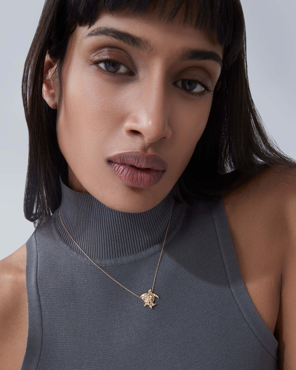 Stephen Webster T is for Turtle initial necklace in 18ct yellow gold with white diamonds, personalised luxury jewellery gift for her