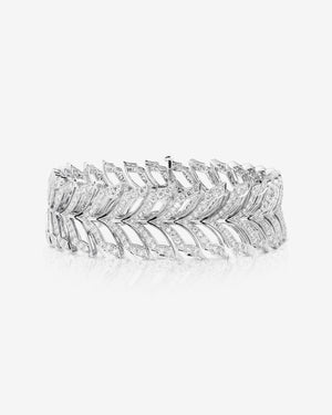 Open Plume White Diamond Pavé Linked Bracelet in 18 ct white gold with diamond pavé