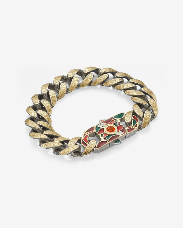 Stephen Webster Out of the Cube clasp in sterling silver — paired with 18mm Cuban Bracelet in 18k yellow gold