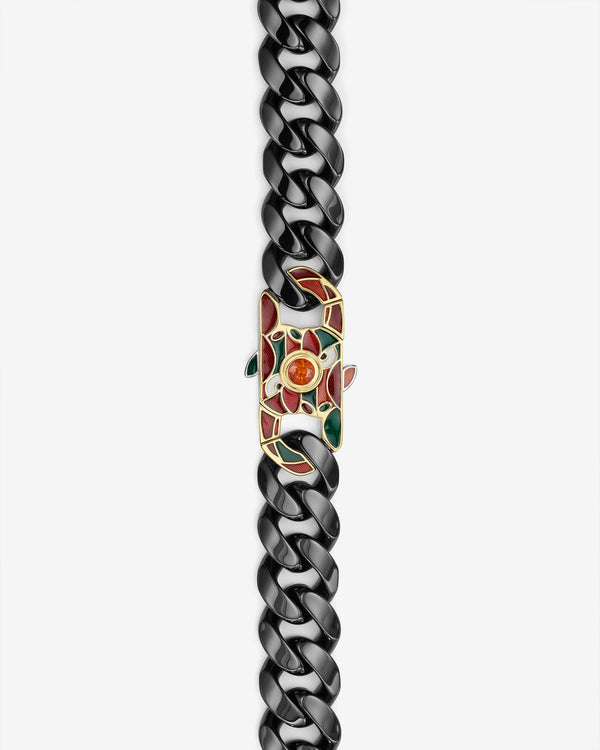 Stephen Webster Out of the Cube clasp in sterling silver — paired with 18mm Cuban Bracelet in polished black ceramic