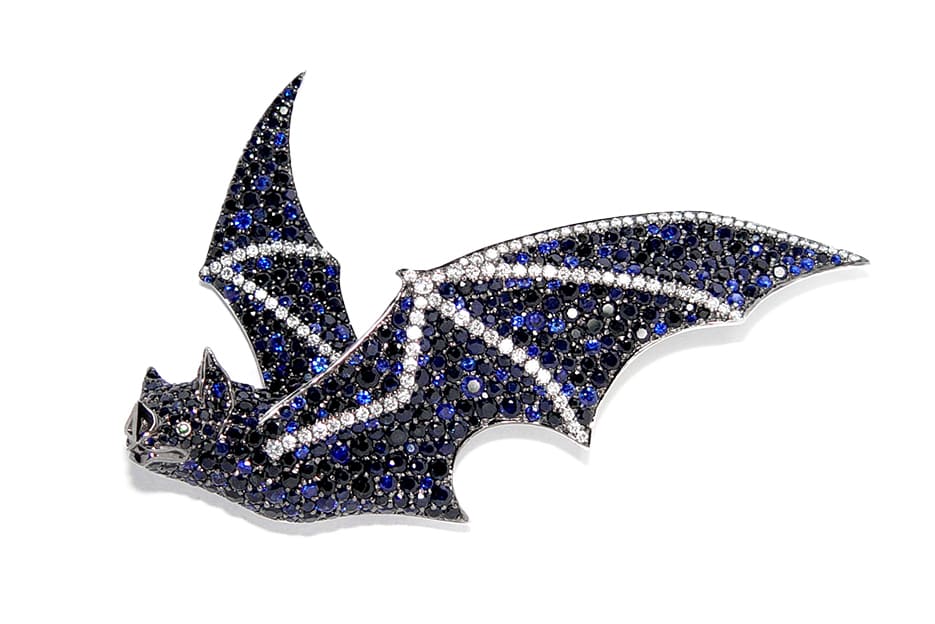 Bespoke Bat Brooch, jewellery created by Stephen Webster for Ozzy Osbourne, showcasing intricate craftsmanship and personal design