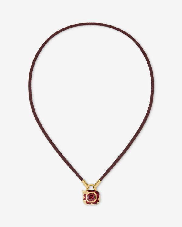 Pink Zircon pendant in 18ct Yellow Gold on leather by Stephen Webster