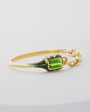 Green Tourmaline bangle bracelet in 18ct Yellow Gold by Stephen Webster