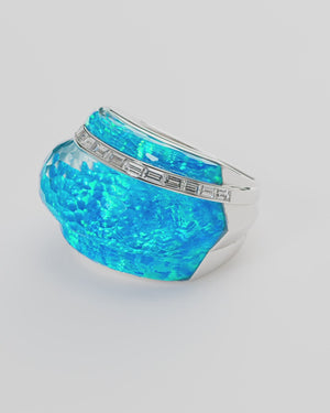 Stephen Webster black opalescent Crystal Haze amplified cocktail ring in 18ct white gold with black opalescent Crystal Haze and diamonds