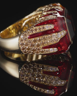 Bi-Coloured Tourmaline maximalist cocktail ring in 18ct Yellow Gold by Stephen Webster